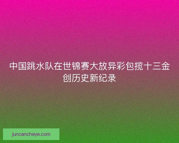 中国跳水队在世锦赛大放异彩包揽十三金创历史新纪录 中国跳水队在世锦赛大放异彩包揽十三金创历史新纪录
