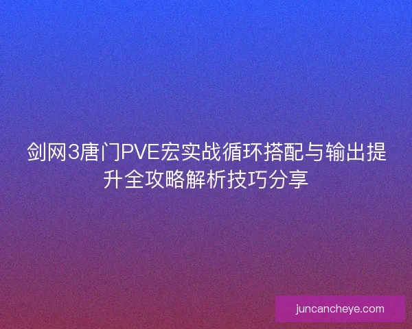 剑网3唐门PVE宏实战循环搭配与输出提升全攻略解析技巧分享 剑网3唐门PVE宏实战循环搭配与输出提升全攻略解析技巧分享