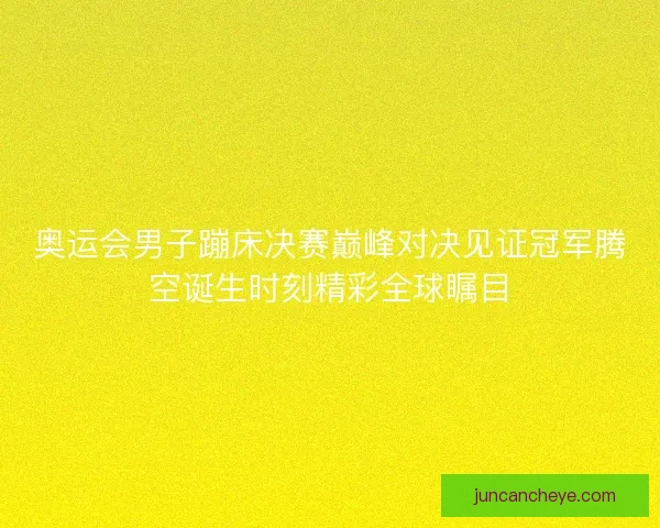 奥运会男子蹦床决赛巅峰对决见证冠军腾空诞生时刻精彩全球瞩目 奥运会男子蹦床决赛巅峰对决见证冠军腾空诞生时刻精彩全球瞩目